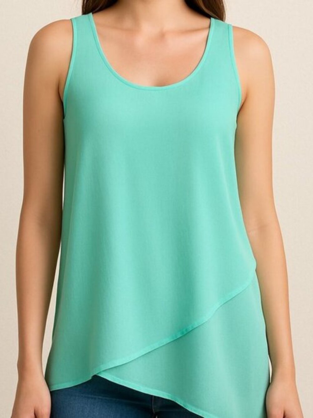 Lane Bryant Mint Green Sleeveless Layered Asymmetrical Tank – Size 14/16